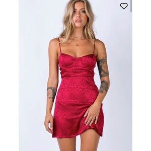 PRINCESS POLLY DIVA MINI DRESS DEEP RED